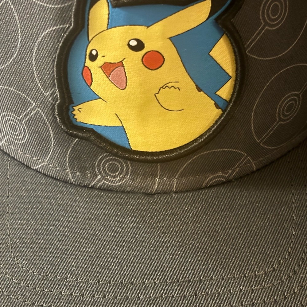 Pokemon Gray Hat with Pikachu Design snapback fitted to fit any persons size